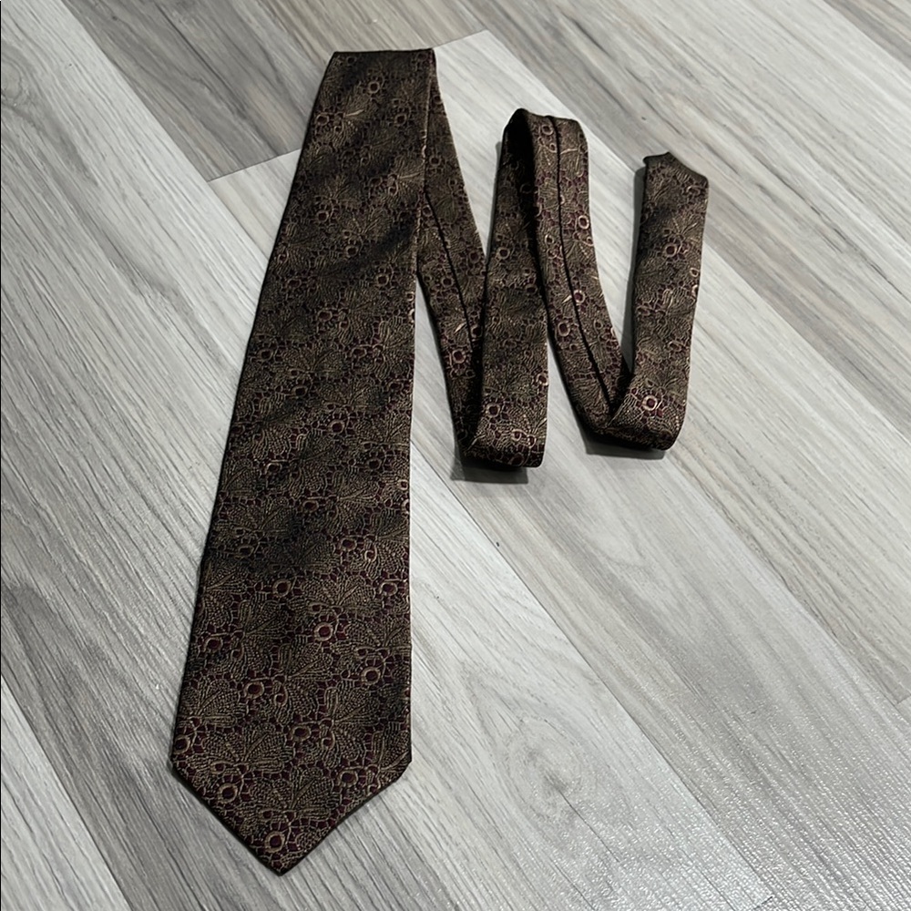 CP Carol Palazzi Couture Multi Color Silk Mens Neck Tie Classic Burgundy Tan